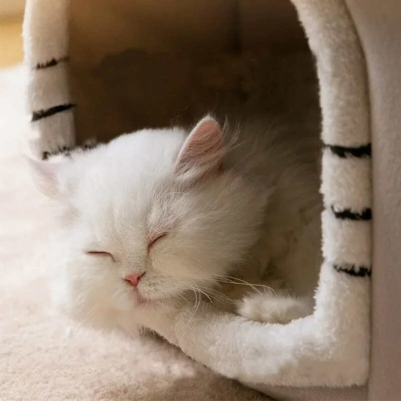 Foldable Winter Warm Cat House Bed